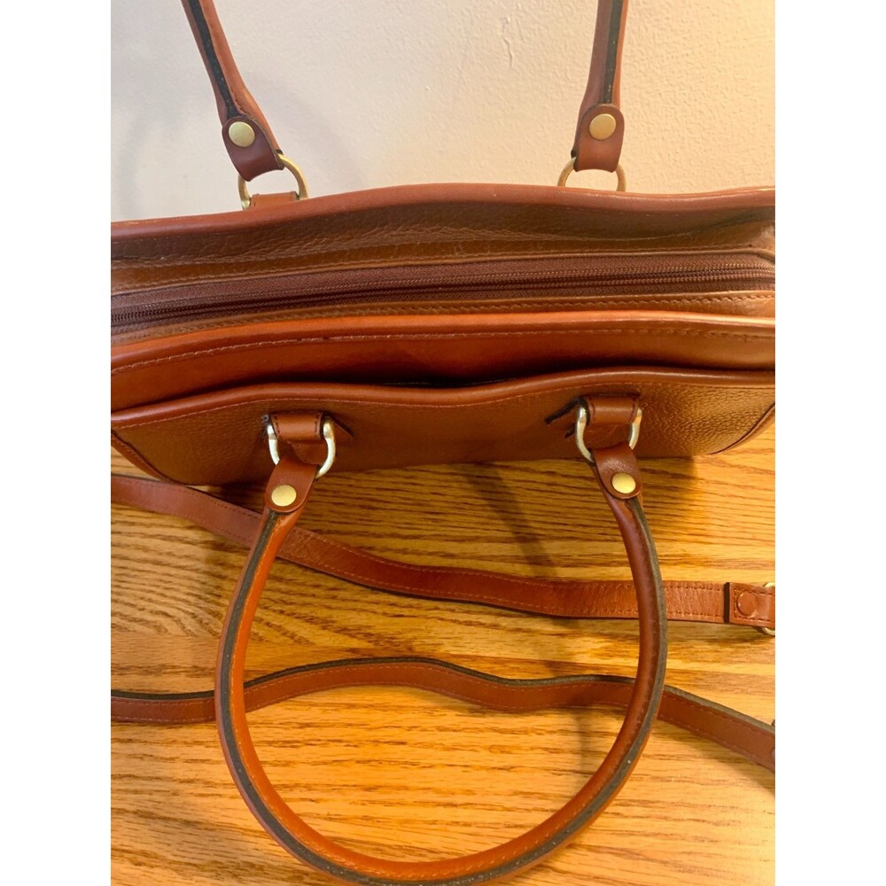 Leather & Co. by Liz Claiborne Brown Leather Crossbody Purse Bag Satchel Round - Picture 7 of 13
